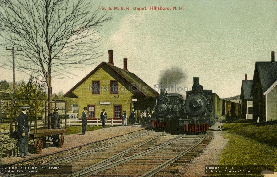 Postcard: Boston & Maine Railroad Depot, Hillsboro, New Hampshire